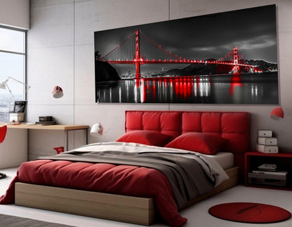 San Francisco Canvas Print - Urban Landscape Art, Golden Gate Bridge Wall Decor, Framed Canvas