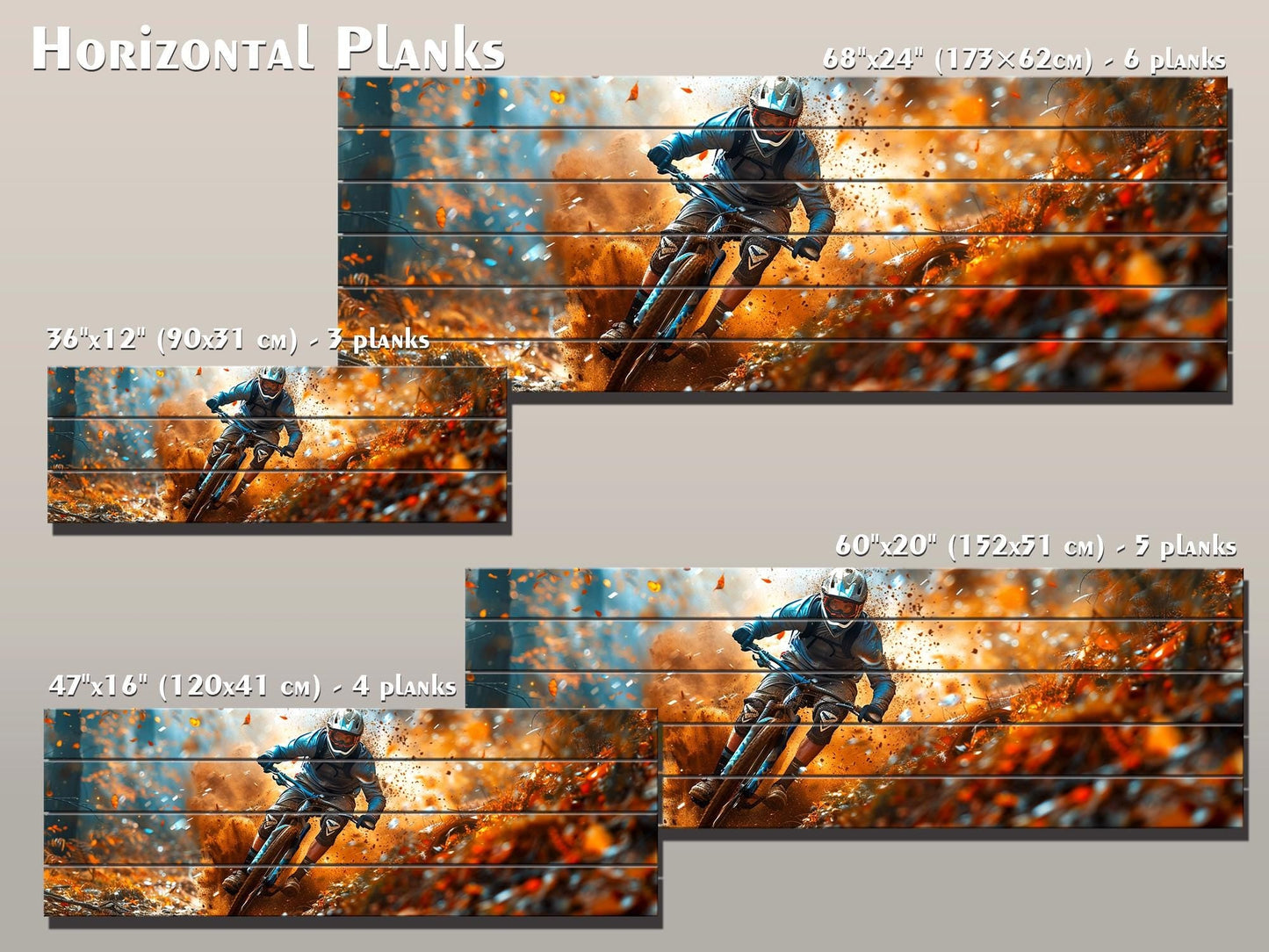 Mountain Biker Print – Natural Wood Wall Art | Outdoor Sports Decor