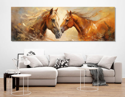 Horses Canvas Print - Romantic Horse Art | Framed Painting on Cotton Canvas