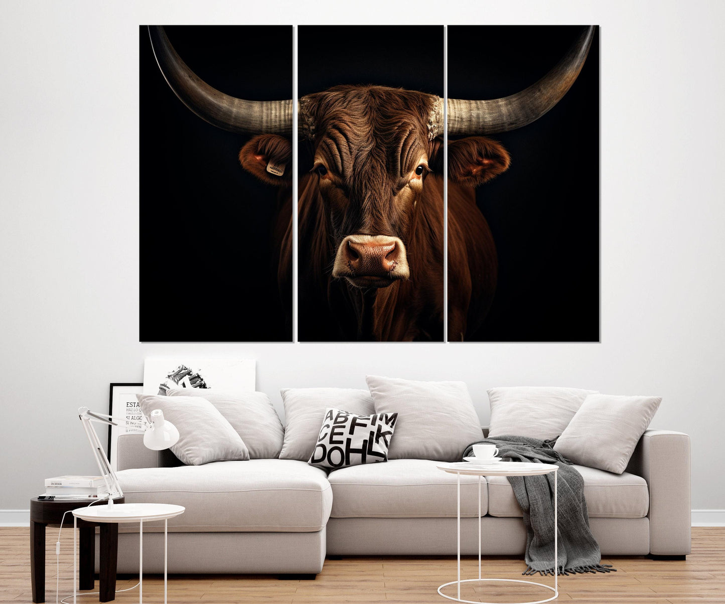 Texas Longhorn Painting - Framed Canvas Print | Modern Farmhouse Wall Art