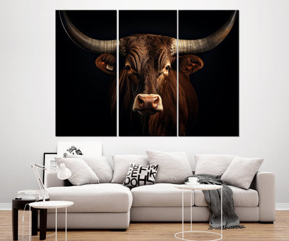 Texas Longhorn Painting - Framed Canvas Print | Modern Farmhouse Wall Art