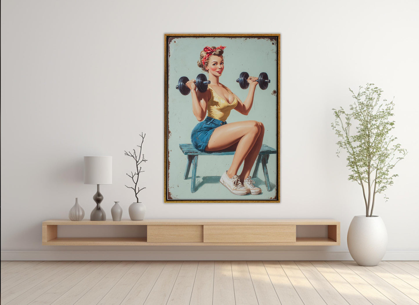 Vintage Fitness Canvas Print – Retro Gym Wall Art with Cotton Canvas