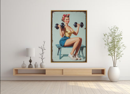 Vintage Fitness Canvas Print – Retro Gym Wall Art with Cotton Canvas