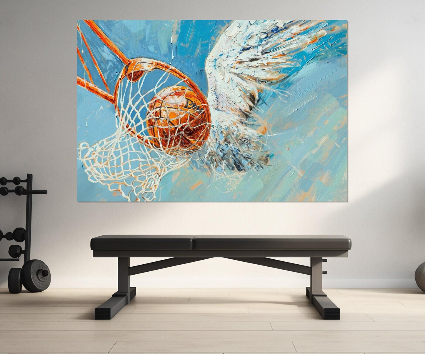 Abstract Basketball Painting – Framed Basketball Wall Art Canvas Print Ready to Hang