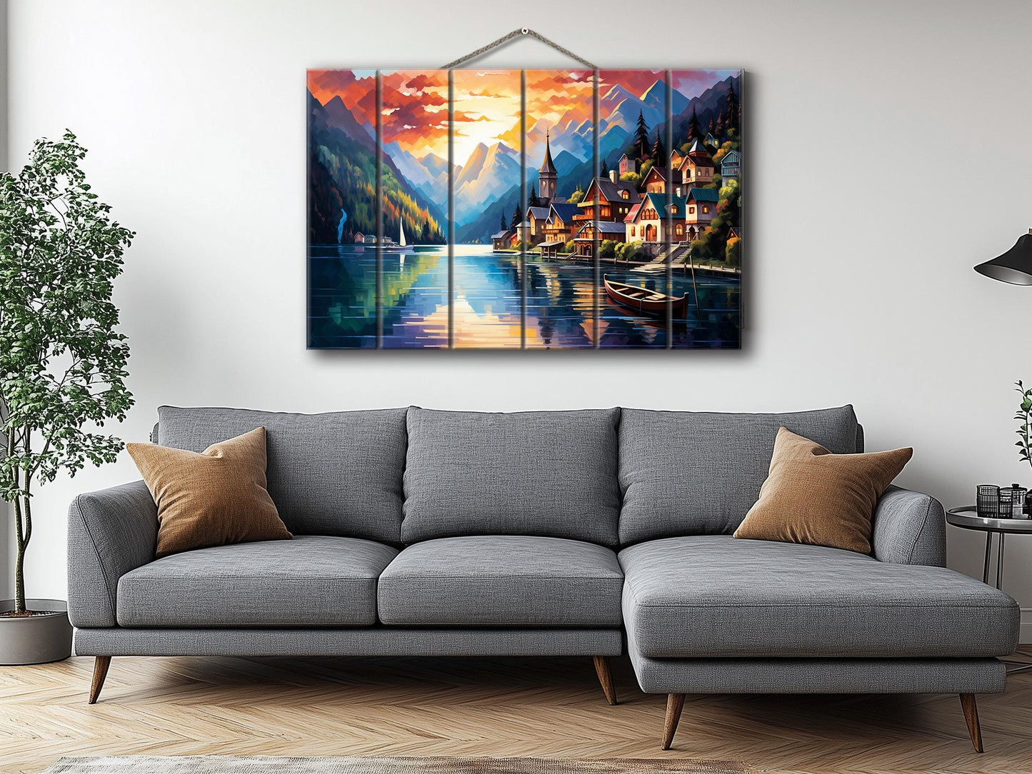 Wood Wall Art – Hallstatt Lake Print on Wood | Alpine Landscape Rustic Decor