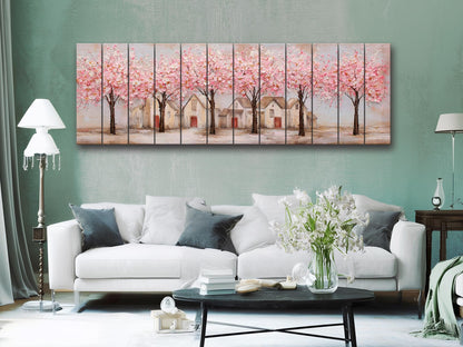Spring Orchard Wood Print – Rustic Wood Wall Art With Blossoming Tree Artwork