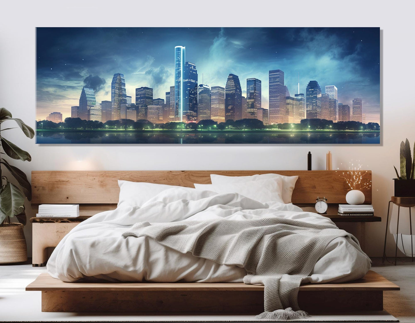 Houston Skyline Canvas - Large Cotton Canvas Print With Gallery Wrapped Frame