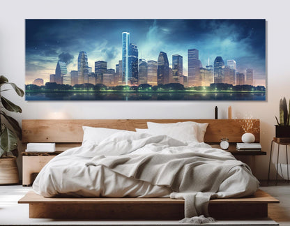 Houston Skyline Canvas - Large Cotton Canvas Print With Gallery Wrapped Frame