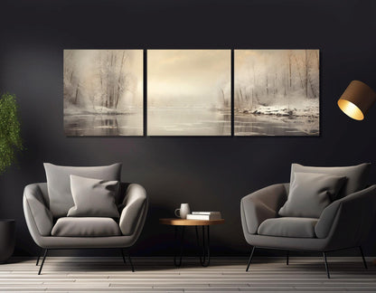 Winter Landscape Canvas - Dramatic Snowy Forest Art | Framed Wall Decor Ready to Hang