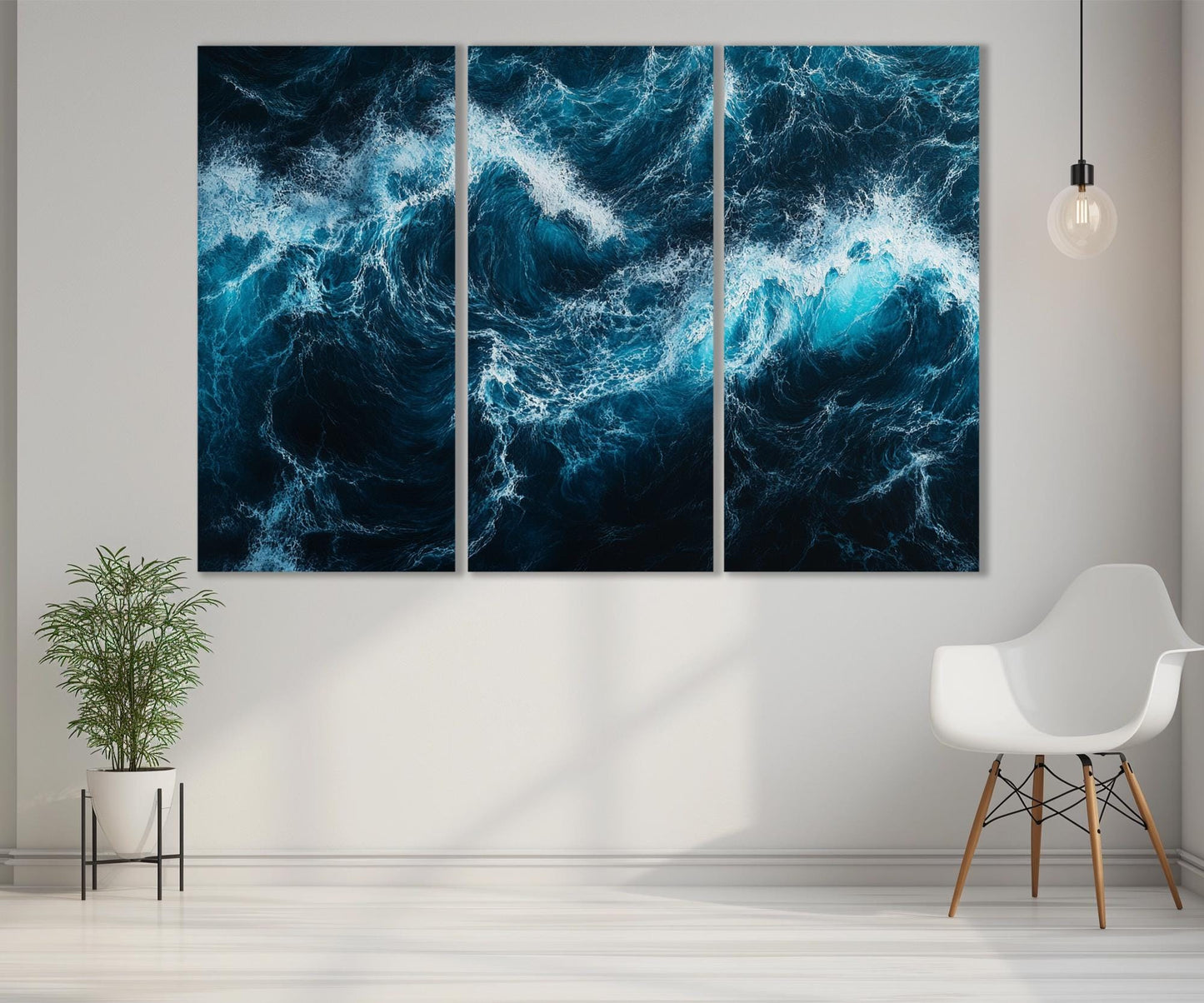 Ocean Wall Art - Deep Blue Waves Canvas Print | Large Framed Ocean Artwork Ready to Hang