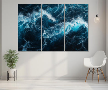 Ocean Wall Art - Deep Blue Waves Canvas Print | Large Framed Ocean Artwork Ready to Hang