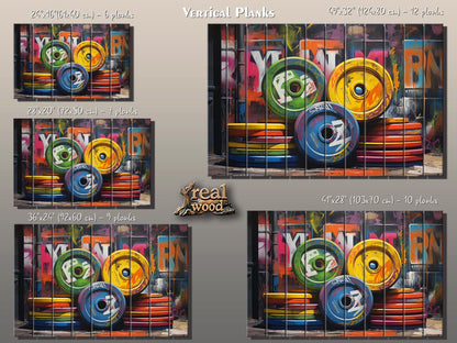 Fitness Wall Art - Rustic Wood Art Gym Wall Decor | Industrial Gym Decor Barbell Print Wood