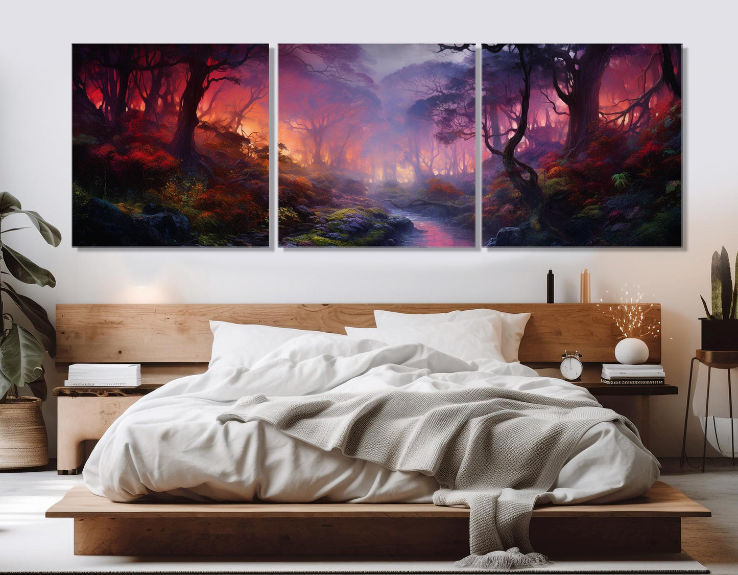 Mystical Forest Canvas Print – Fantasy Forest Painting | Large Dusk Wall Art