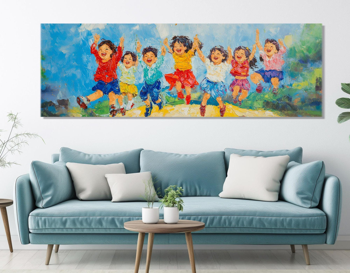Kids Canvas Wall Art – Joyful Colorful Kids Painting, Framed Canvas Print Ready to Hang