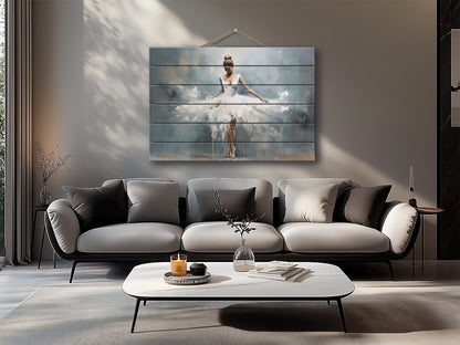 Rustic Wood Wall Art – Dancing Ballerina Painting on Natural Wood Planks