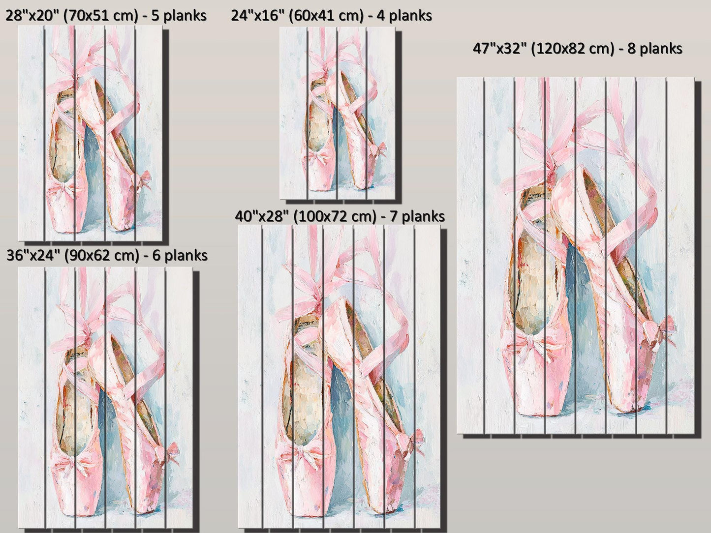 Pink Ballet Shoes Wall Art - Wooden Wall Decor | Pastel Dance Print on Wood