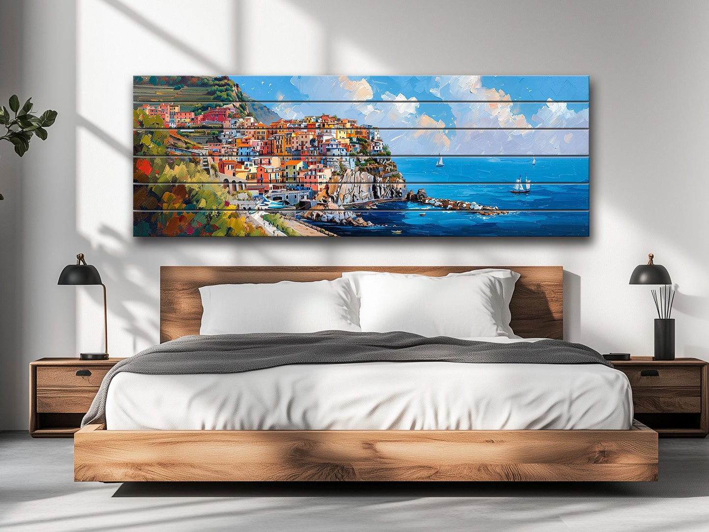 Cinque Terre Wall Art - Manarola Wood Print | Natural Wood Decor, Ready to Hang