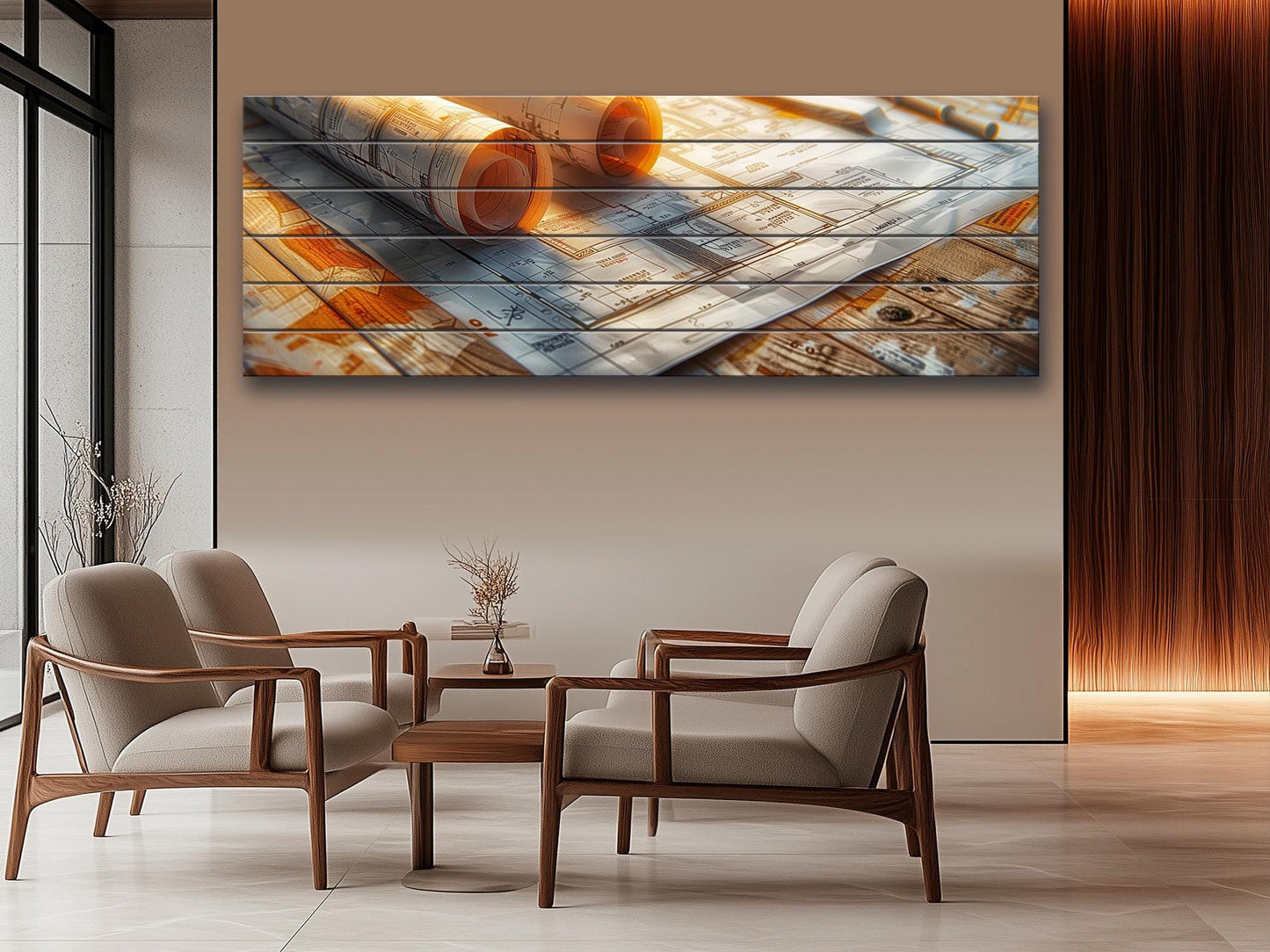 Wooden Wall Art – Natural Wood Print | Contemporary Architecture Print Decor