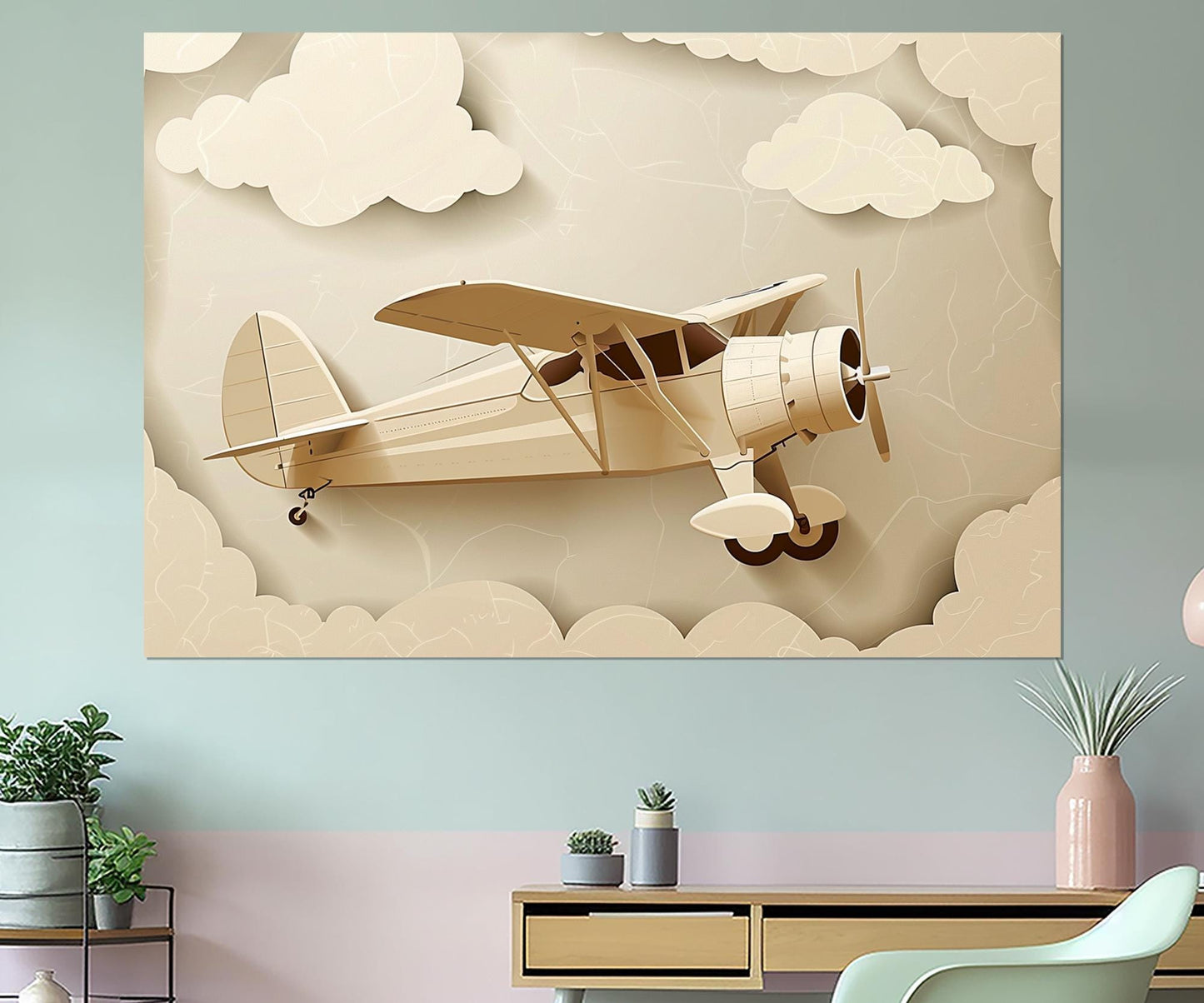 Toy Plane Canvas Print – Framed Kids Room Decor | Ready to Hang Artwork