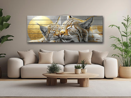 Tender Bobcats Print on Wood, Modern Romantic Wall Art