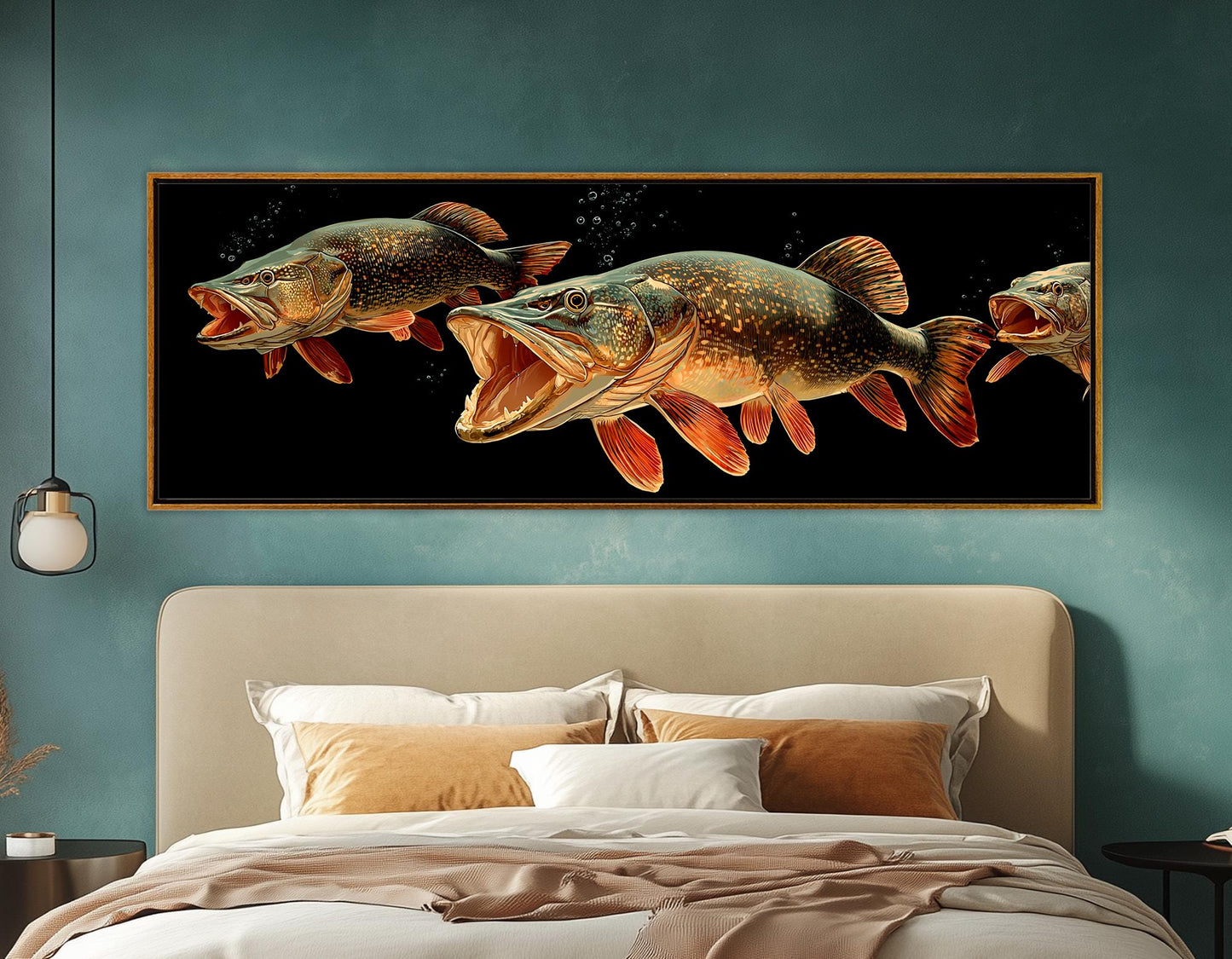 Pike Fish Canvas Print – Underwater Fish Battle Scene | Wildlife Canvas Art, Angler Gift Idea