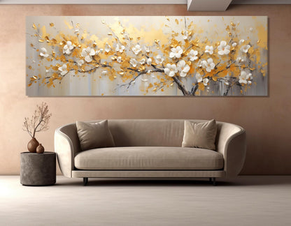 Gold Blossom Canvas Print – Abstract Tree Art | Luxury Wall Decor, Framed & Ready to Hang