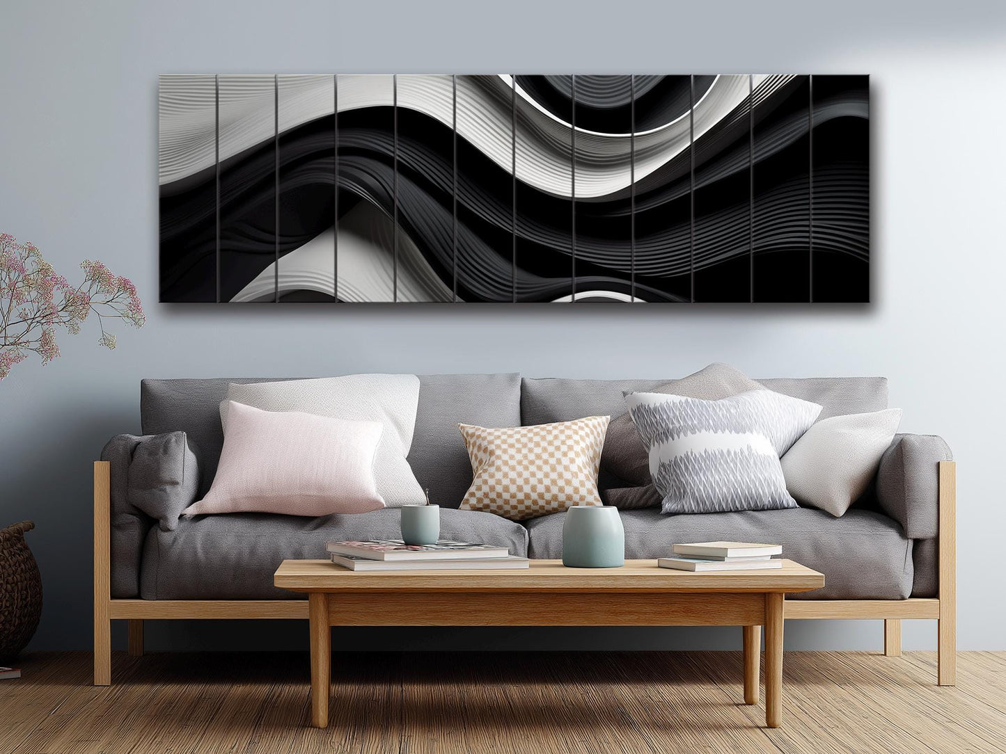 Abstract Wood Art – Black and White Art Print on Natural Wood Planks