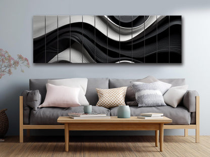 Abstract Wood Art – Black and White Art Print on Natural Wood Planks