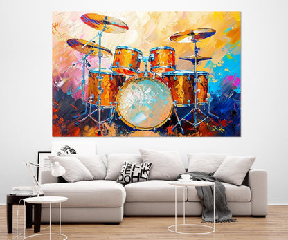 Drums Canvas Art - Watercolor Drum Painting | Framed Drum Canvas Ready to Hang