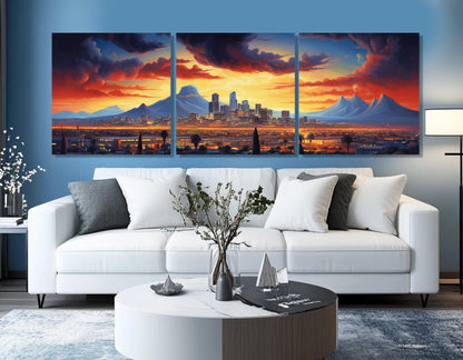 Phoenix Sunset Canvas Print - Gallery Wrapped Art | Abstract Cityscape Wall Decor