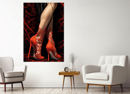 Erotic Wall Art – Sexy Woman Legs Painting on High Heels Canvas Print