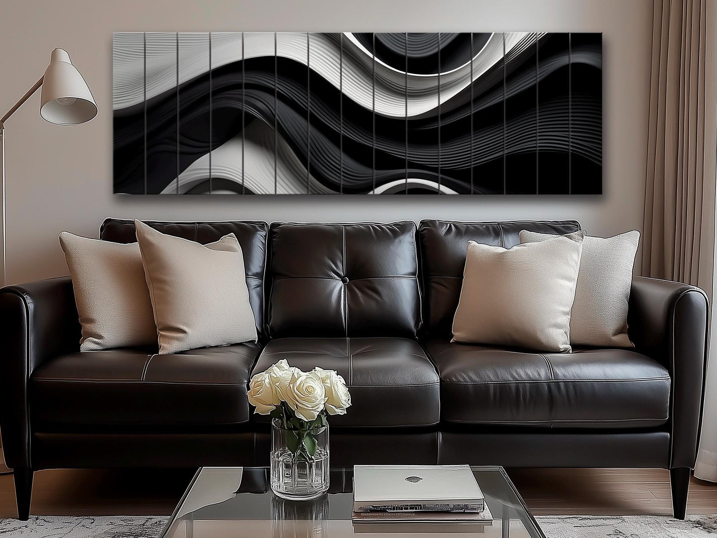 Abstract Wood Art – Black and White Art Print on Natural Wood Planks