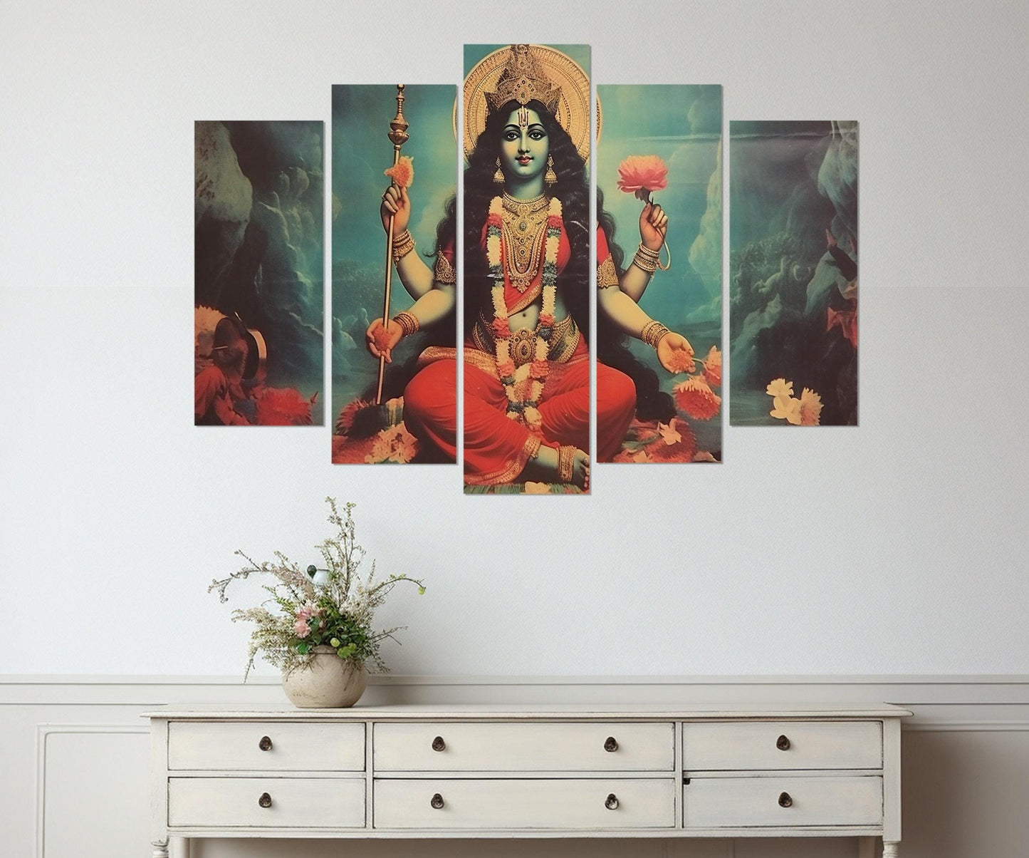 Mata Matangi - Indian Goddess Canvas Print, Vintage Indian Hindu God Painting, Indian Religious Wall Art, Framed and Ready to Hang