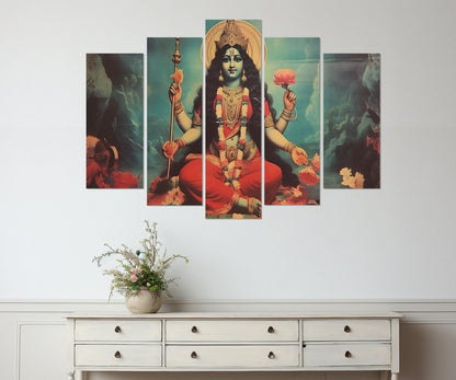 Mata Matangi - Indian Goddess Canvas Print, Vintage Indian Hindu God Painting, Indian Religious Wall Art, Framed and Ready to Hang