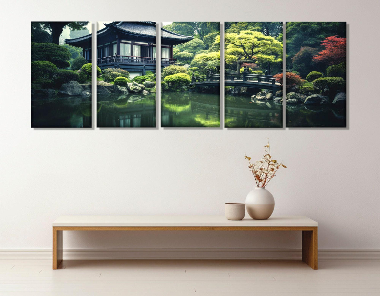 Japanese Garden Canvas Print – Large Panoramic Japan Wall Art | Ready to Hang Framed Canvas