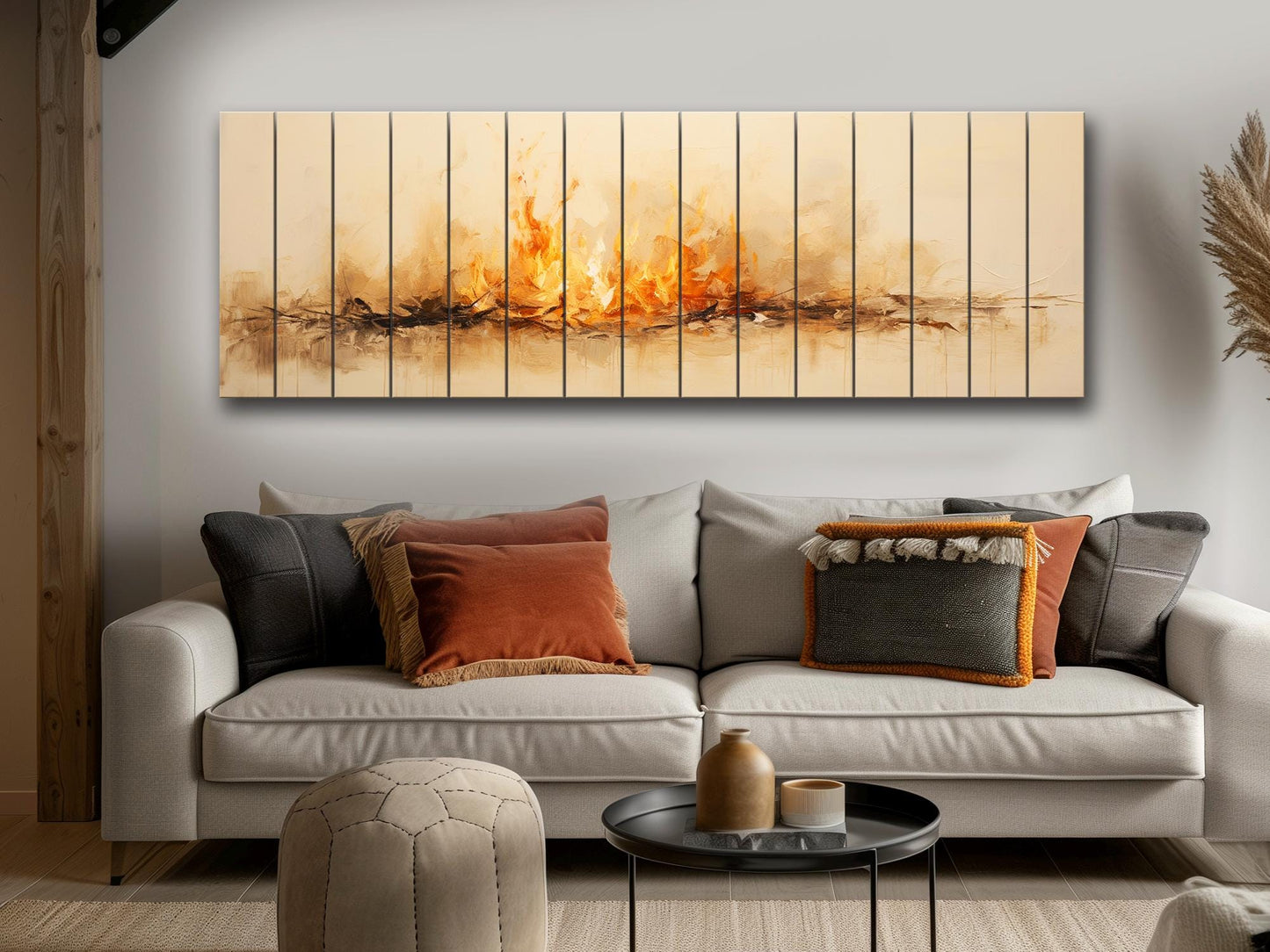 Fire Print Wood Art – Rustic Wall Decor on Natural Wood Plank Artwork