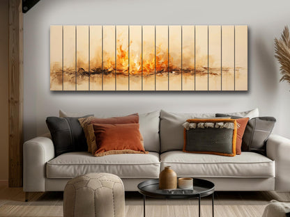 Fire Print Wood Art – Rustic Wall Decor on Natural Wood Plank Artwork
