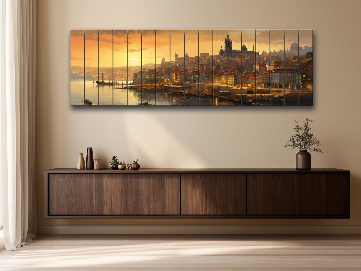 Vintage Porto Print on Natural Wood – Portugal Wall Art