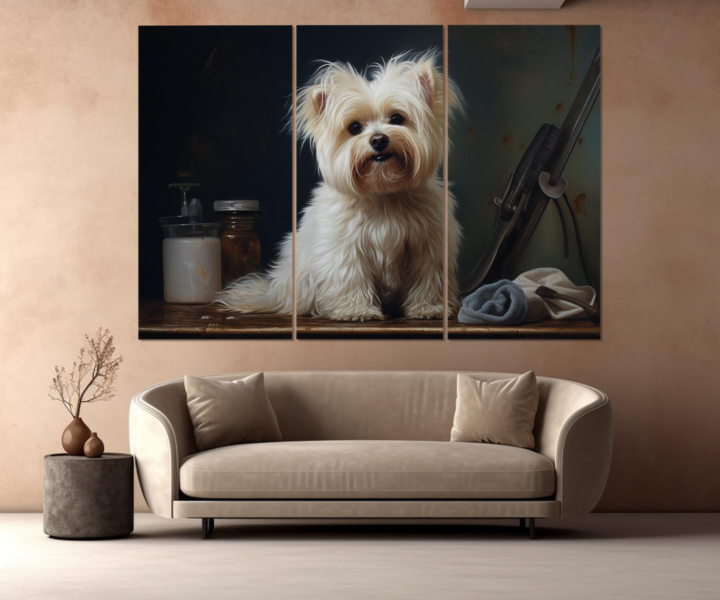 Cute Puppy Canvas Print - Framed Gallery Wrapped Cotton Canvas Art For Groomers Studio
