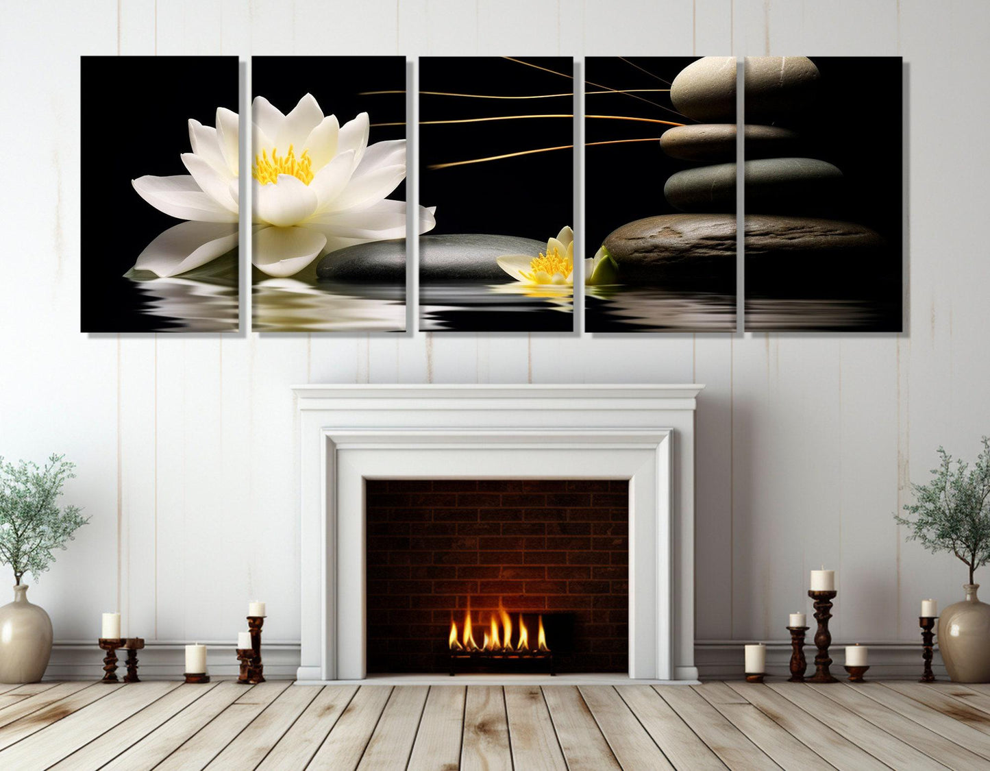 White Lily Canvas Print – Spa Wall Art | Framed Floral Painting, Ready to Hang