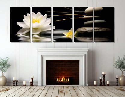 White Lily Canvas Print – Spa Wall Art | Framed Floral Painting, Ready to Hang