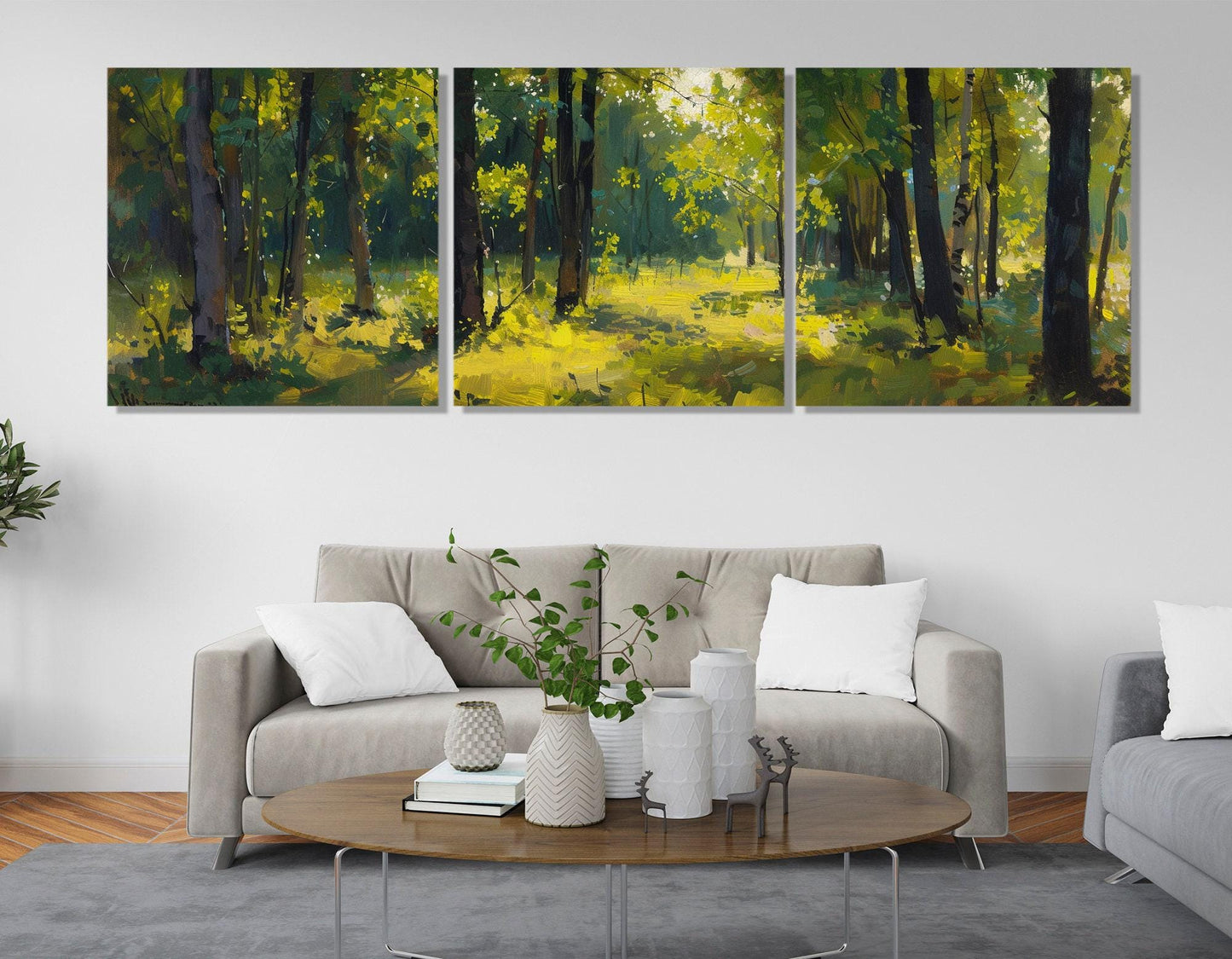 Abstract Forest Painting | Large Canvas Art - Framed Forest Print Ready to Hang