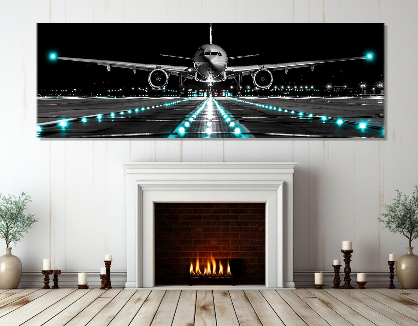 Plane Landing Canvas – Scenic Airplane Print on 100% Cotton | Framed Aviation Art