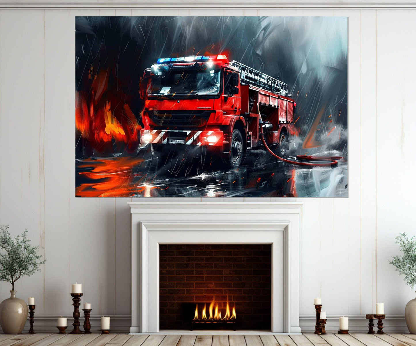 Fire Truck Canvas Print – Framed Fire Truck Art | Ready to Hang Gallery Wrapped Canvas