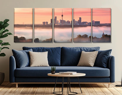 San Antonio Canvas Print – Large Sunset Painting | Abstract Cityscape Wall Art