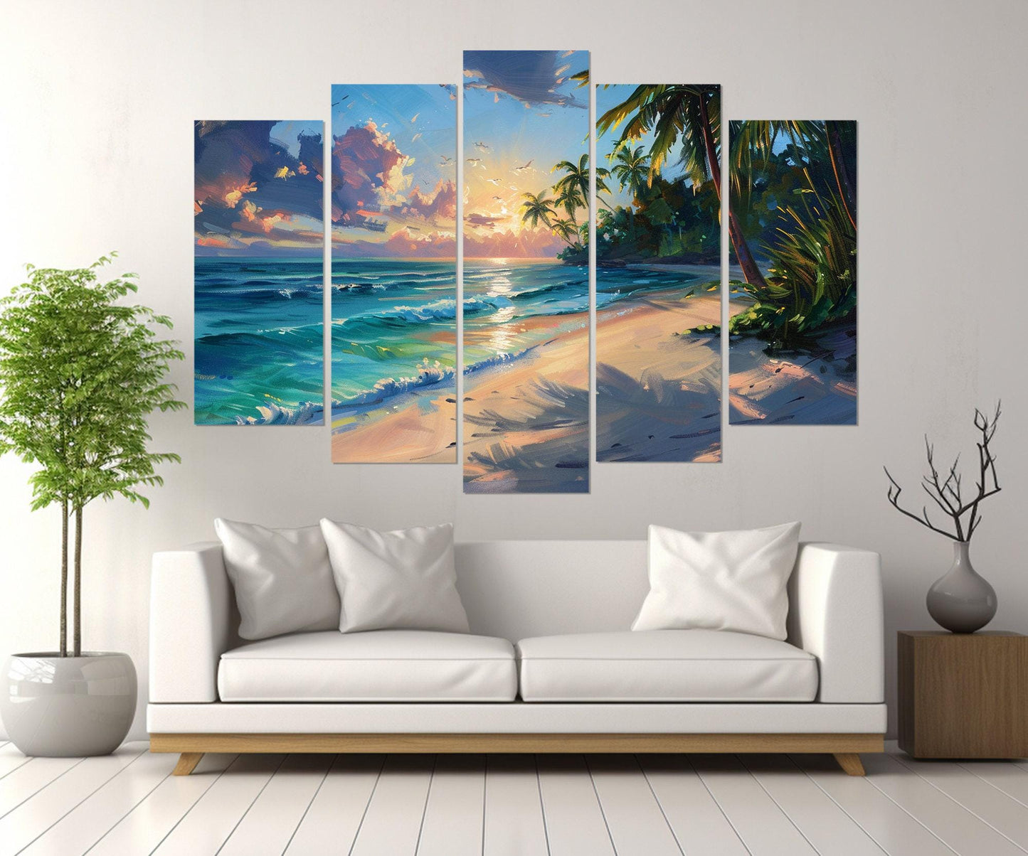 Ocean Beach Wall Art – Scenic Beach Canvas Print | Tropical Painting, Ready to Hang