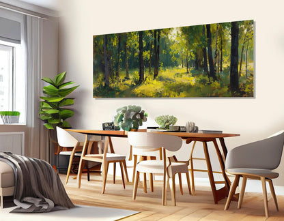 Abstract Forest Painting | Large Canvas Art - Framed Forest Print Ready to Hang
