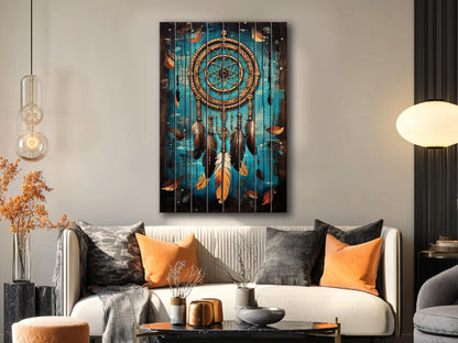 Dreamcatcher Wood Art – Boho Wall Decor on Natural Wood with Unique Grain