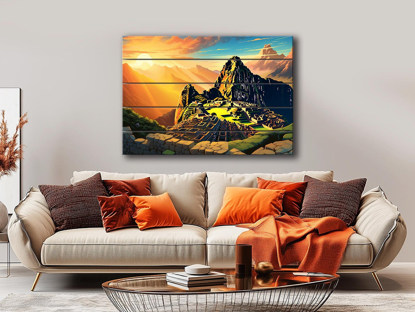 Machu Picchu Wall Art – Abstract Wood Plank Wall Decor, Peruvian Gift Idea
