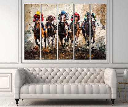 Horse Racing Canvas Print - Framed Cotton Canvas Art, Kentucky Derby Wall Decor